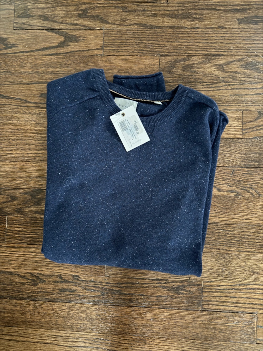 Billy Reid Heirloom Crew Sweater Navy Wool Silk Blend Men’s Size L NWT - Picture 3 of 4